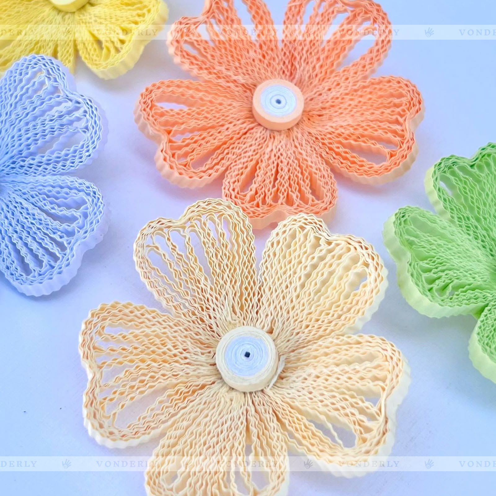 4/12/24/60 Pcs Handmade 3D Curly Heart Flower by Vonderly | Eco-Friendly DIY Craft Supplies