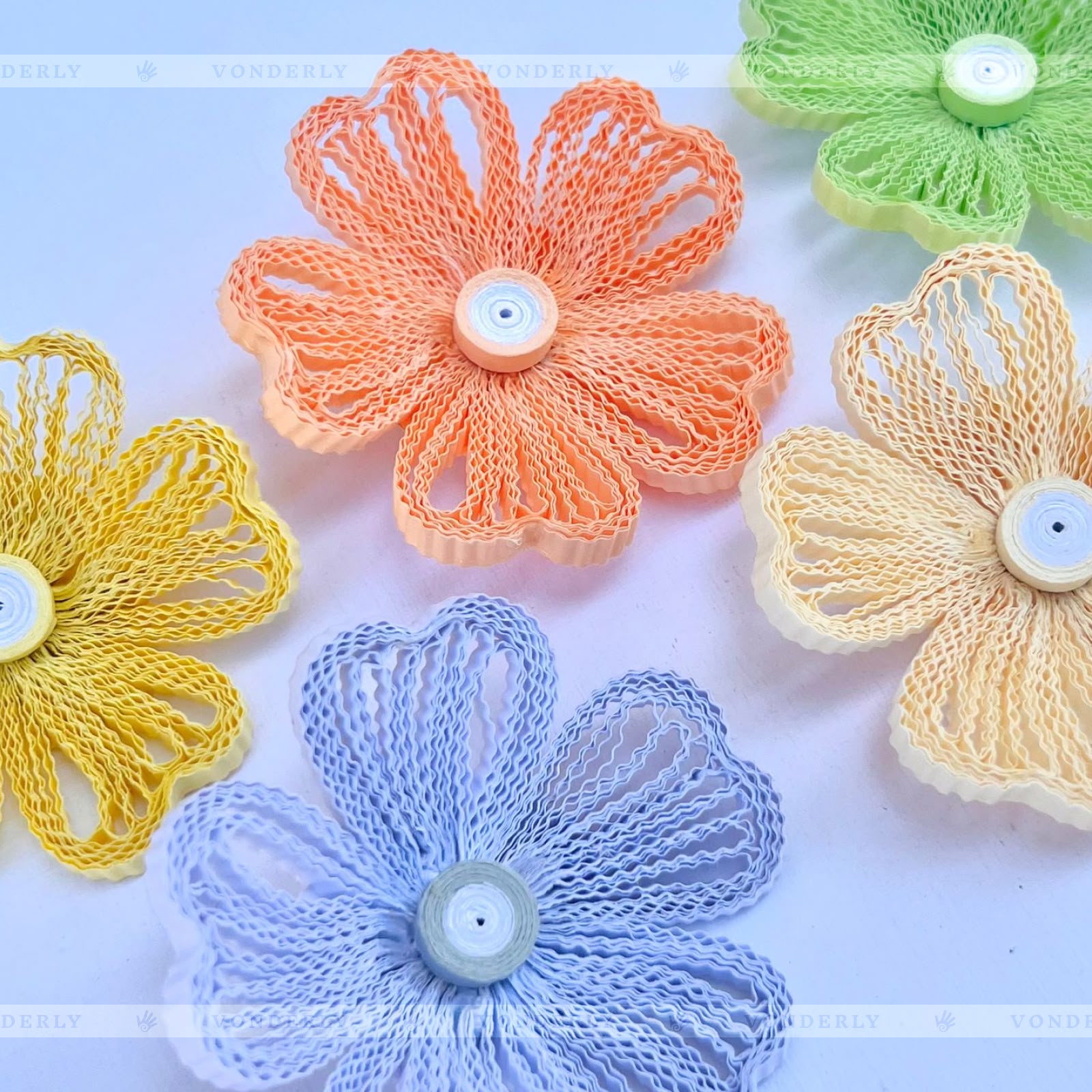 4/12/24/60 Pcs Handmade 3D Curly Heart Flower by Vonderly | Eco-Friendly DIY Craft Supplies