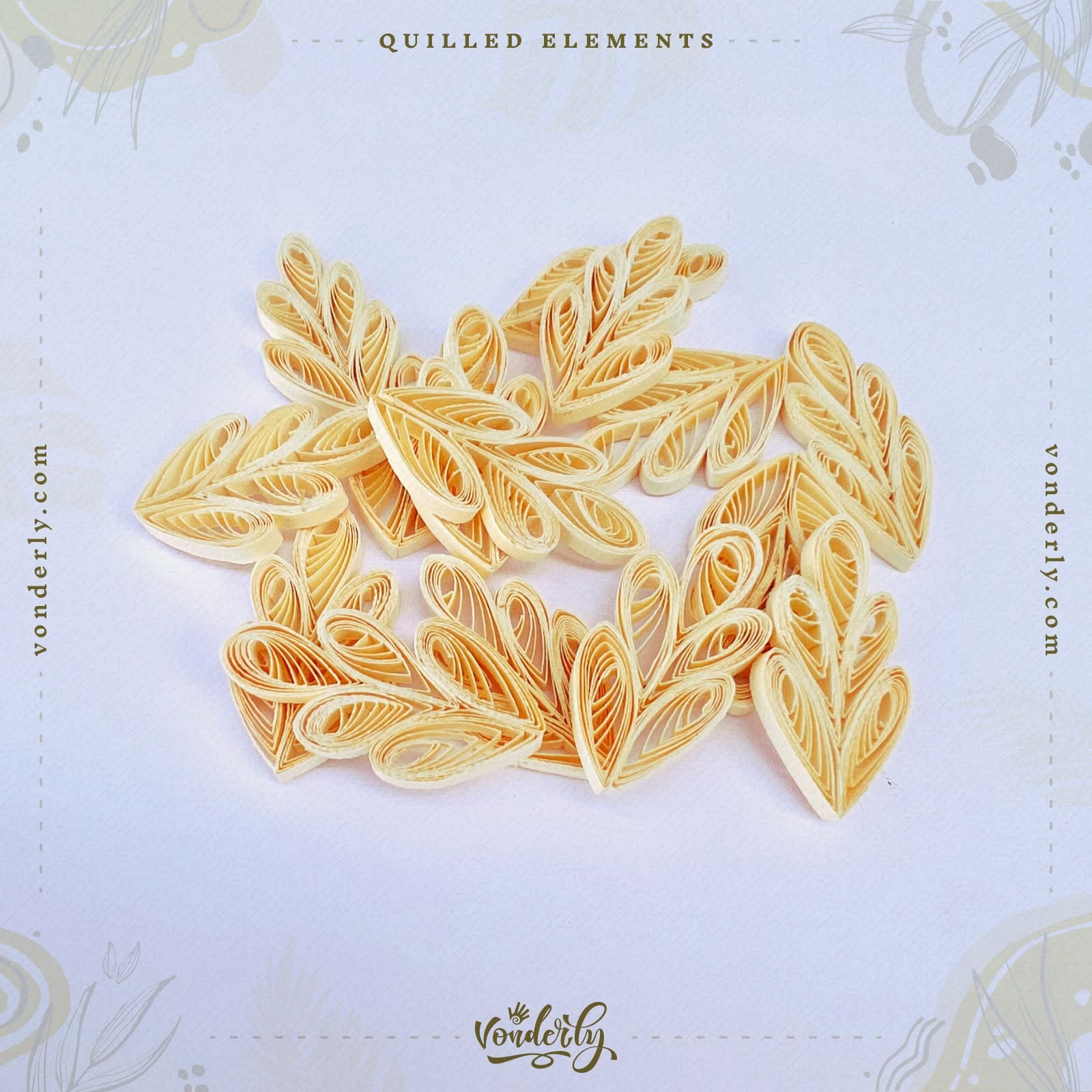 40/120/240/600 Pcs Handmade 3D Multi-Petal Quilled Leaves by Vonderly | Eco-Friendly DIY Craft Supplies