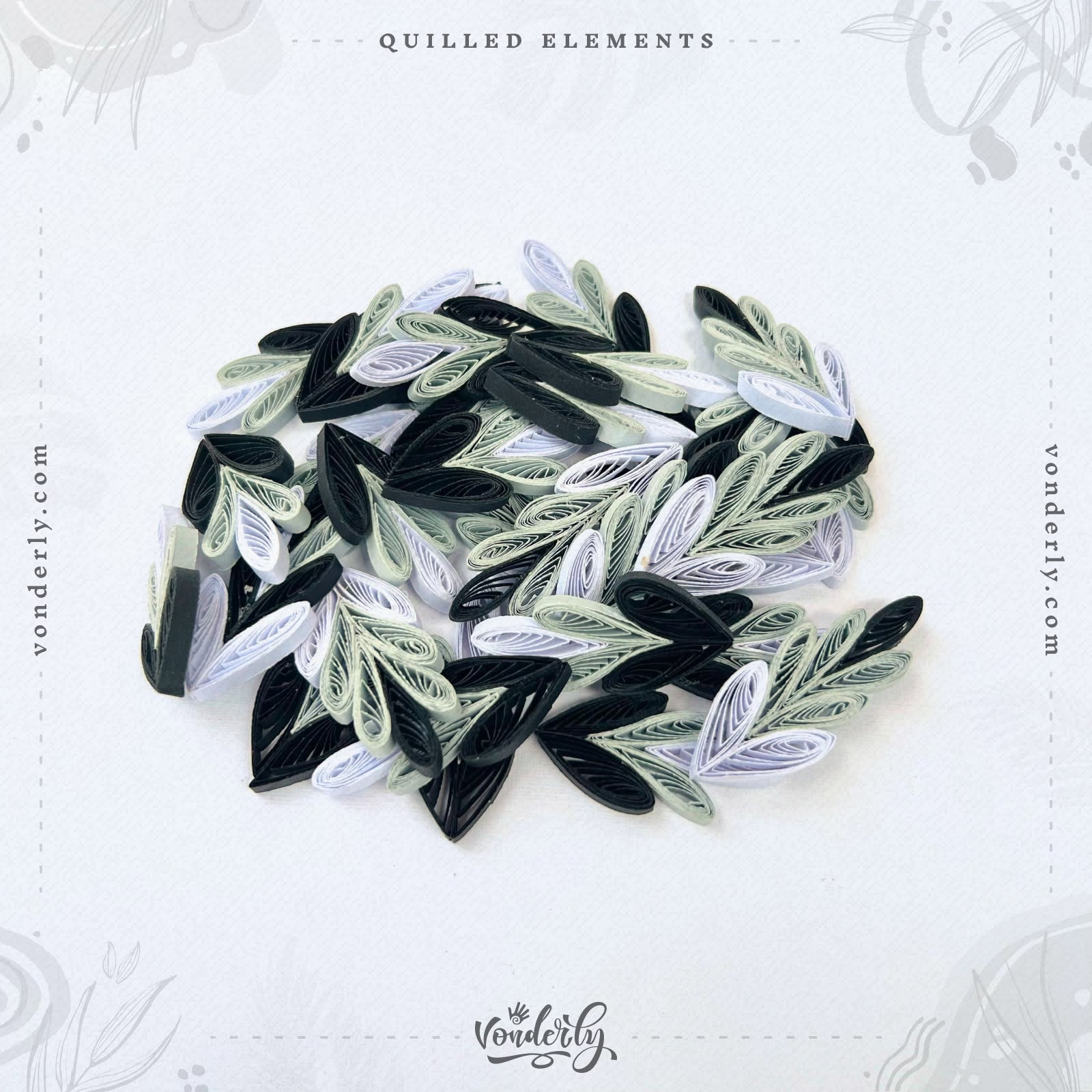 40/120/240/600 Pcs Handmade 3D Multi-Petal Quilled Leaves by Vonderly | Eco-Friendly DIY Craft Supplies