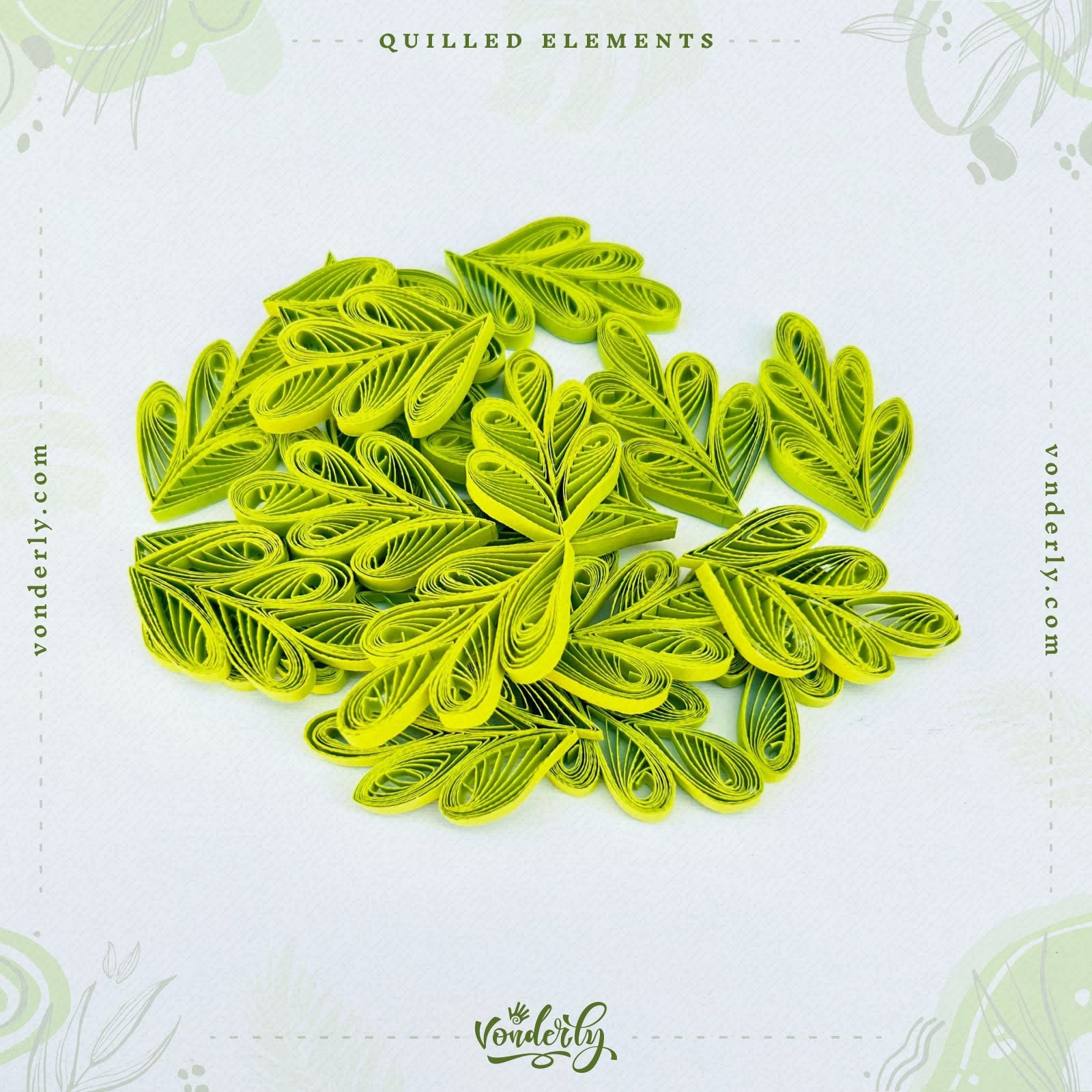 40/120/240/600 Pcs Handmade 3D Multi-Petal Quilled Leaves by Vonderly | Eco-Friendly DIY Craft Supplies