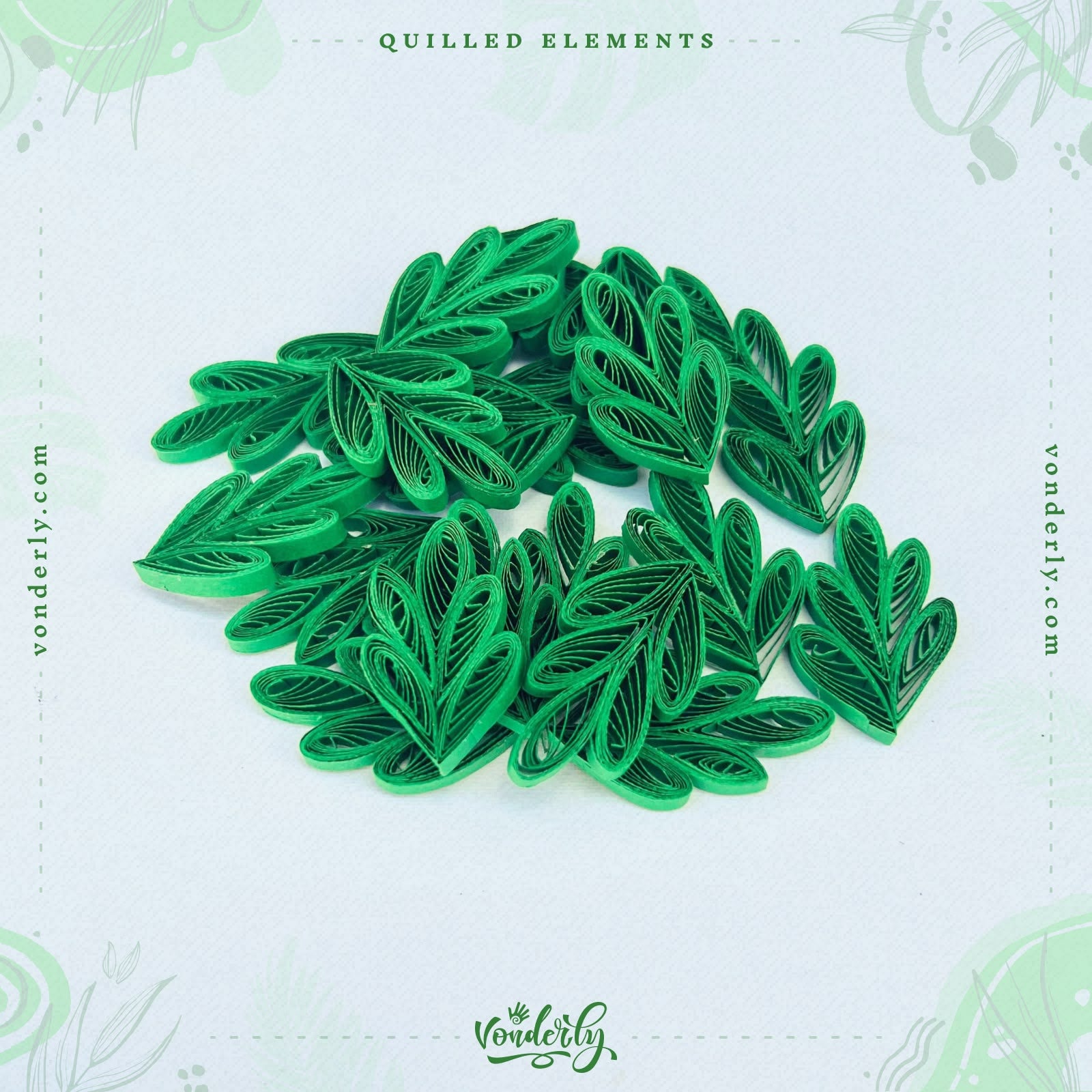 40/120/240/600 Pcs Handmade 3D Multi-Petal Quilled Leaves by Vonderly | Eco-Friendly DIY Craft Supplies