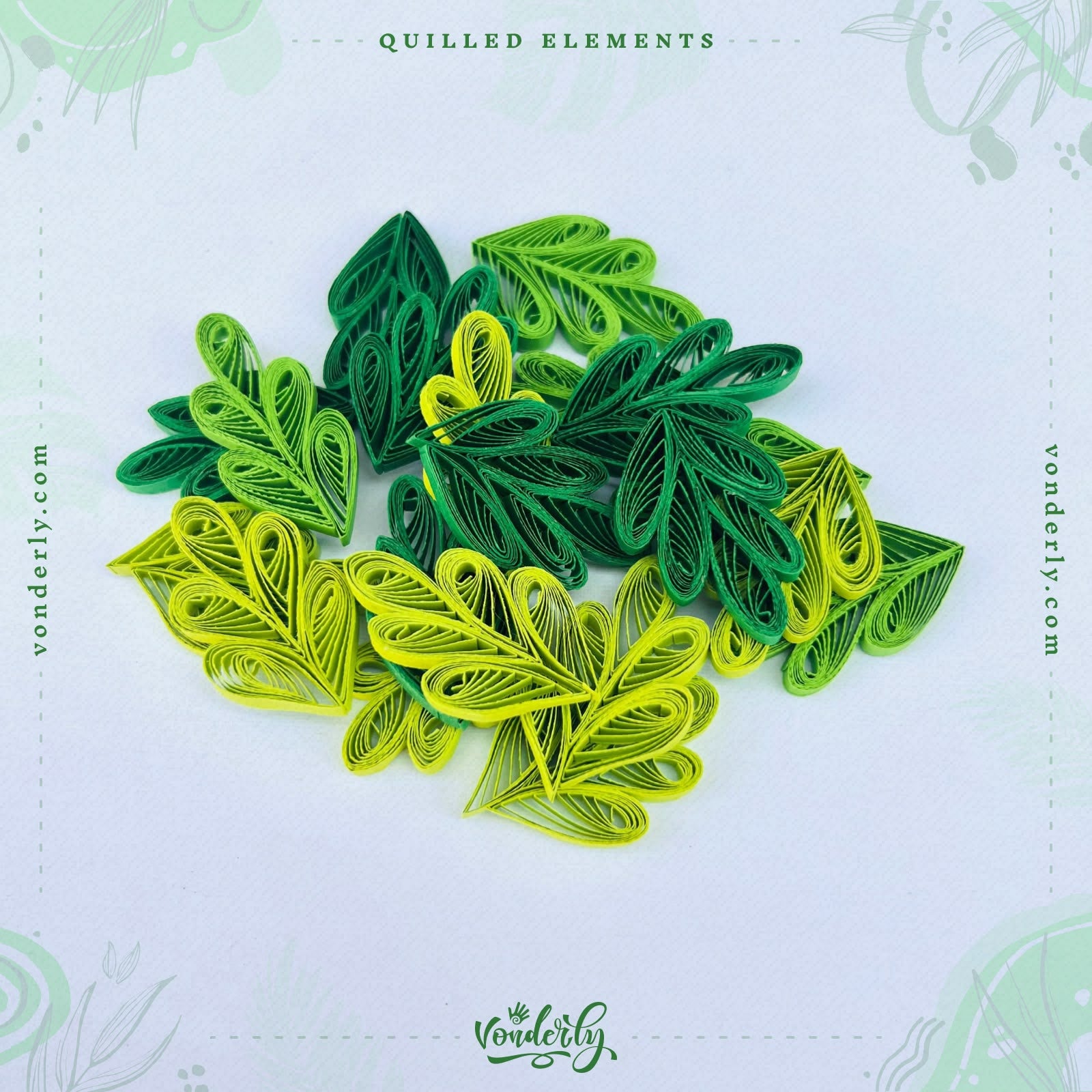 40/120/240/600 Pcs Handmade 3D Multi-Petal Quilled Leaves by Vonderly | Eco-Friendly DIY Craft Supplies