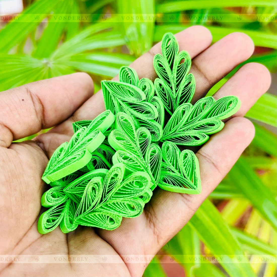 40/120/240/600 Pcs Handmade 3D Multi-Petal Quilled Leaves by Vonderly | Eco-Friendly DIY Craft Supplies