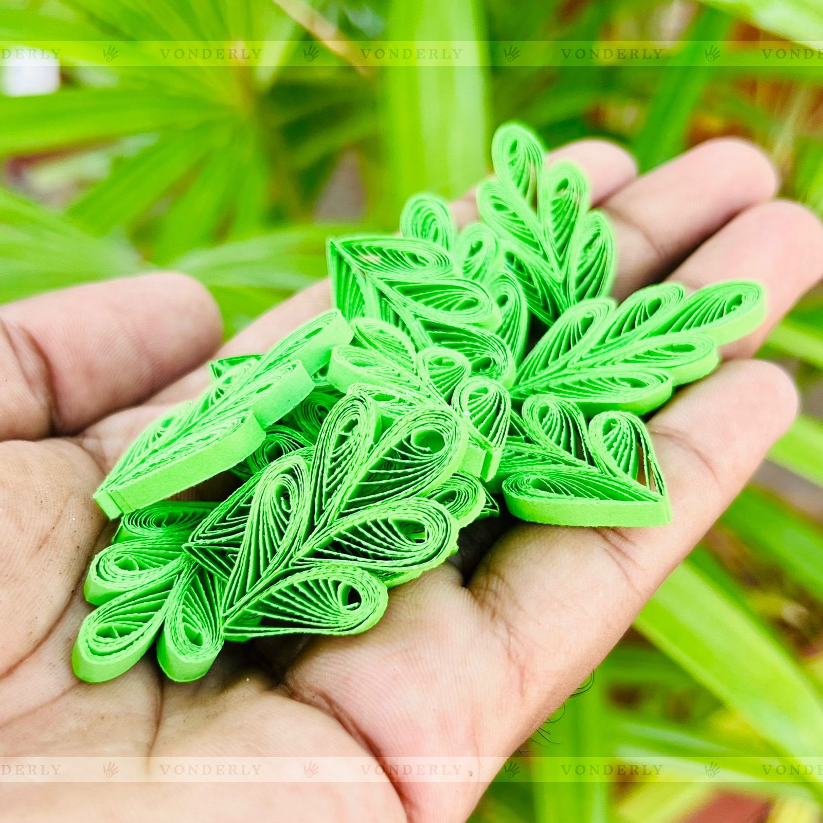 40/120/240/600 Pcs Handmade 3D Multi-Petal Quilled Leaves by Vonderly | Eco-Friendly DIY Craft Supplies
