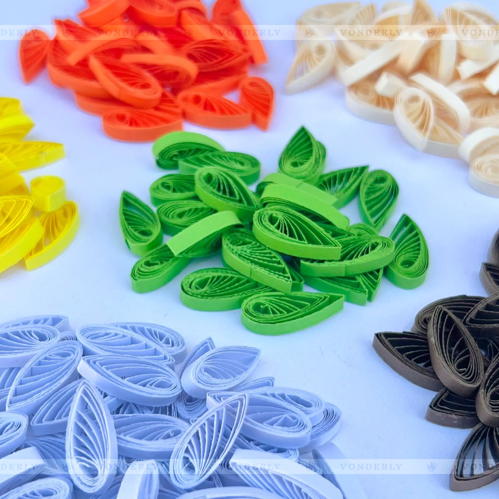 120/240/600/1200 Pcs Handmade 3D Quilled Teardrop-Shaped Elements by Vonderly | Eco-Friendly DIY Craft Supplies