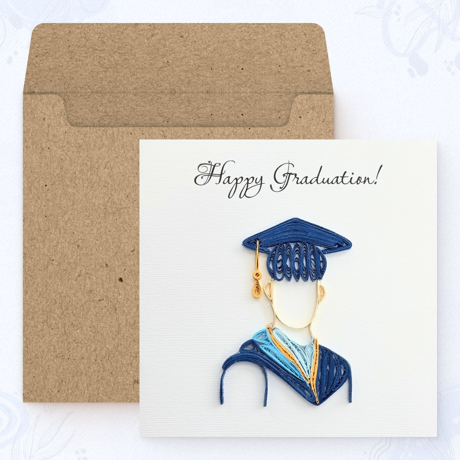 Vonderly quilled graduation card for him with kraft envelope, college graduation paper art card