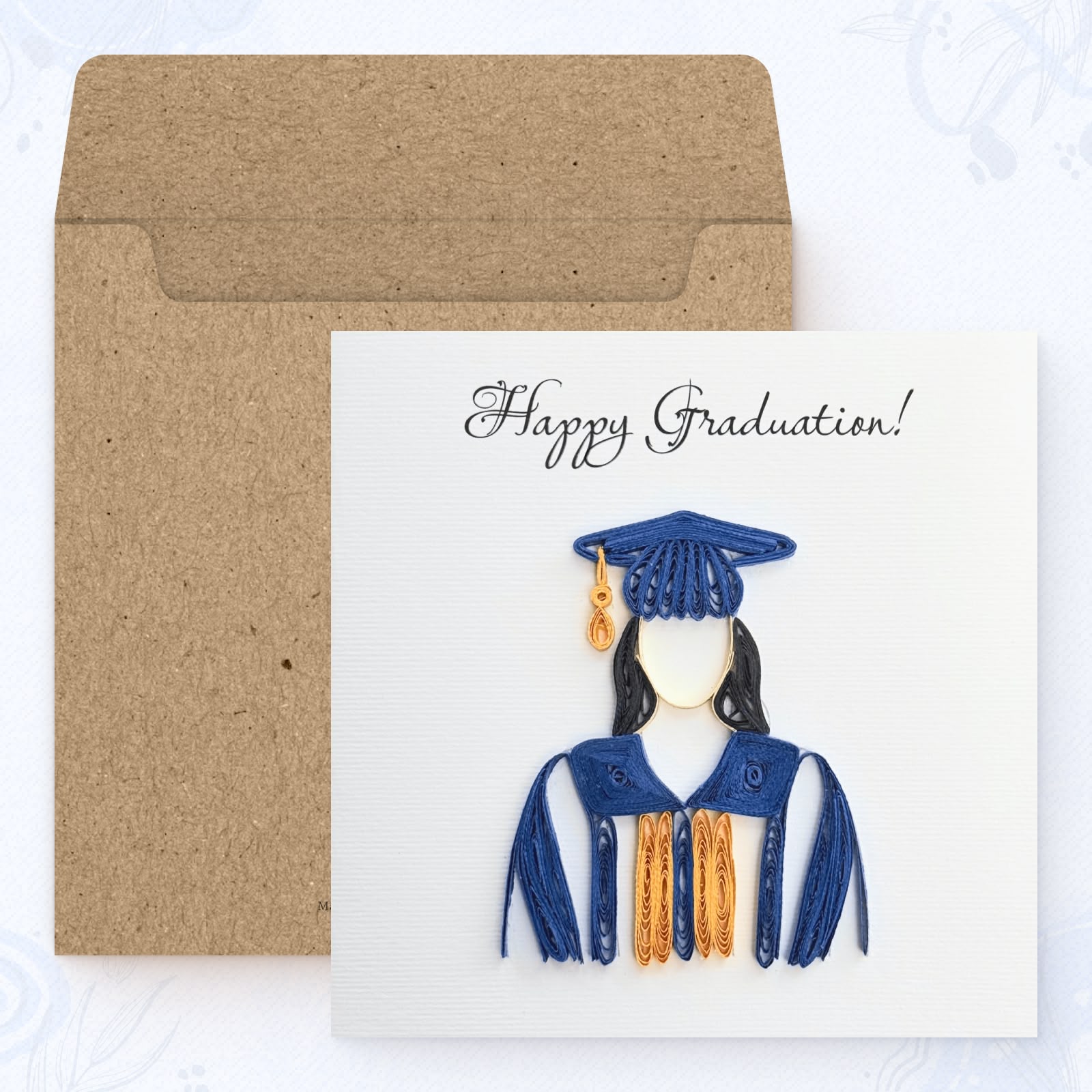 Vonderly quilled graduation card for her with kraft envelope: college graduation paper art card